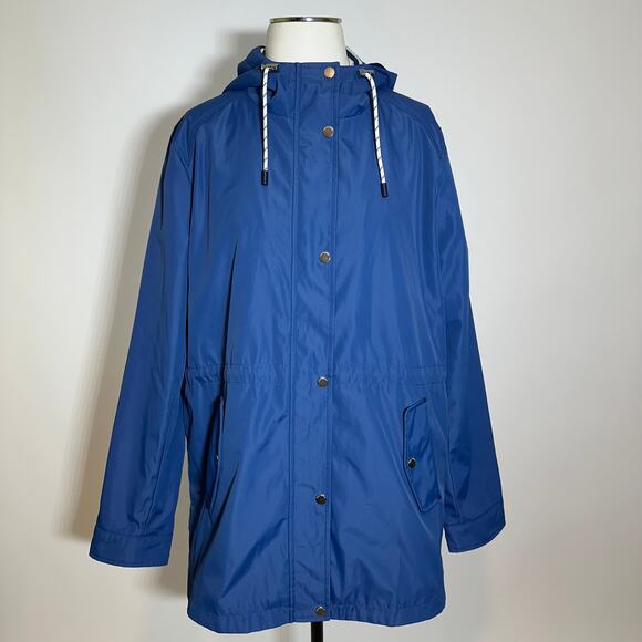 Weatherproof Weathercast Denim Blue Nautical Anorak Jacket Hooded Womens Size XL - Picture 1 of 12